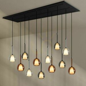 Ljuskrona s.luce Belluna transparent glas metall 12-armar 3 rader small 9