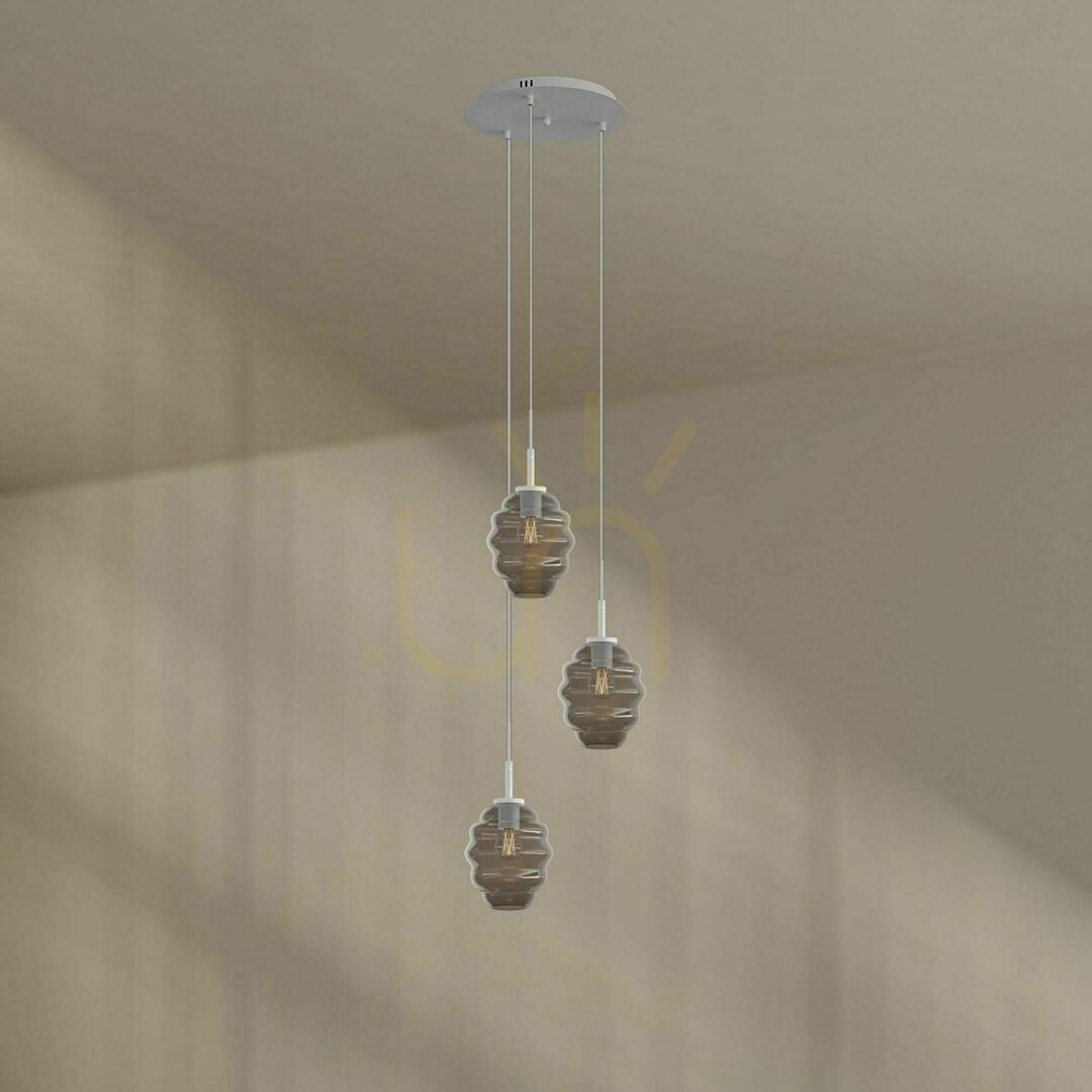 Utsikt Ljuskrona s.luce Echos 3-armad, transparent glas, E27, Ø40 cm Ljuskrona s.luce Echos 3-armad, transparent glas, E27, Ø40 cm