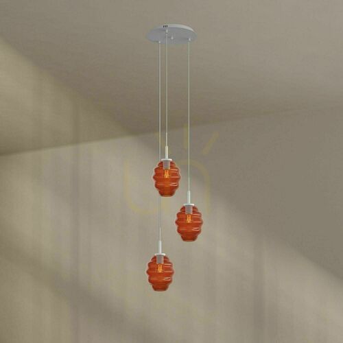 Kontrollera Ljuskrona s.luce Echos brun glas metall 3-armad E27 Ø40 cm