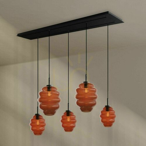 Kontrollera Ljuskrona s.luce Echos brun glas metall 5-ljus Ø18/25 cm