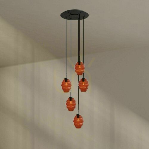 Kontrollera Ljuskrona s.luce Echos 5-armad glas, transparent, Ø 60 cm