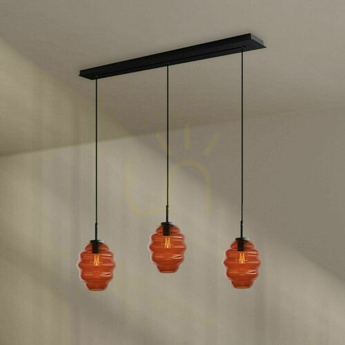 Kontrollera Taklampa s.luce Echos 3-armad svart glas metall 18 cm för matbord