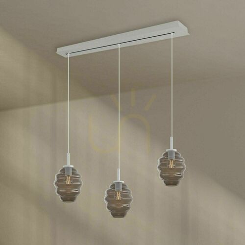 Kontrollera Ljuskrona s.luce Echos 3-ljus vit glas metall Ø18 cm