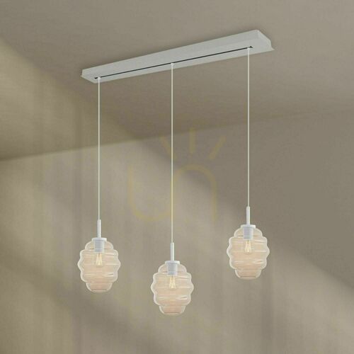 Kontrollera s.luce Echos taklampa med 3 ljuskällor, klarglas, vit, 120 cm, Ø 18 cm