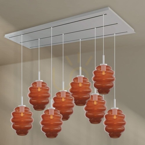 Kontrollera Ljuskrona s.luce Echos brun glas metall Ø25 cm 8 lampor, avlång, dimbar