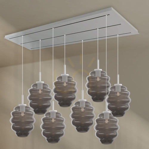 Kontrollera Ljuskrona s.luce Echos vit 8-armad 25 cm glas metall oval, avlång