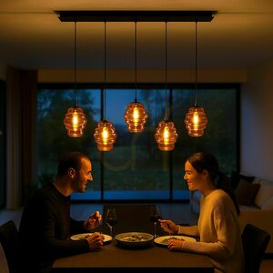 Ljuskrona s.luce Echos vit glas metall 5 ljuspunkter E27 Ø18 cm small 1