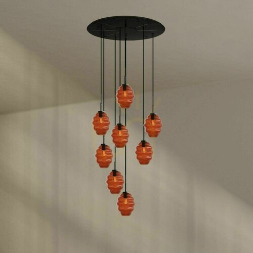 Kontrollera Ljuskrona s.luce Echos 8-armad brun glas metall Ø80 cm
