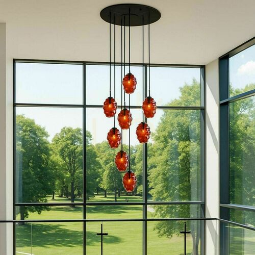 Kontrollera s.luce Echos ljuskrona 8-armad svart glas metall Ø80 cm