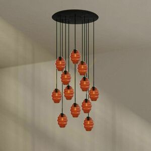 s.luce Echos pendellampa med 12 ljuskällor, flerfärgad, svarta kablar, Ø 80 cm small 1