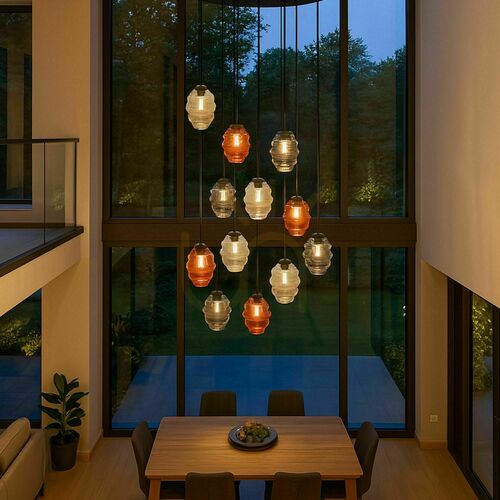 Kontrollera Ljuskrona s.luce Echos 12-armad flerfärgad Ø80 cm