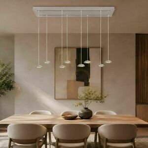 s.luce Santa Air LED-pendellampa, 8 ljuspunkter, vit, takkopp 160 cm, 2700 K small 1