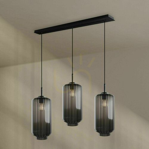 Kontrollera Taklampa s.luce Velo 3-armad svart glas metall 18 cm för matbord
