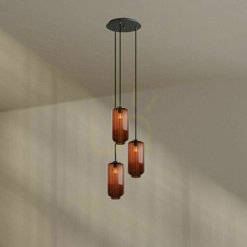 Kontrollera Ljuskrona s.luce Velo brun glas metall 3 lampor Ø40 cm