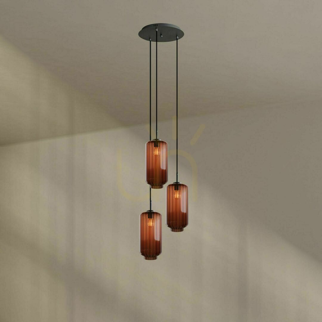 Kontrollera Ljuskrona s.luce Velo brun glas metall 3 lampor Ø40 cm Ljuskrona s.luce Velo brun glas metall 3 lampor Ø40 cm