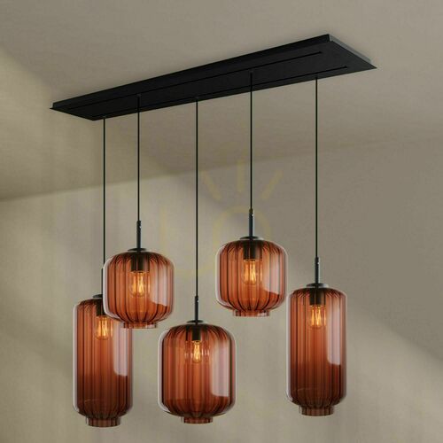 Kontrollera s.luce Velo pendellampa med 5 ljuskällor, flerfärgad/svart, E27, 160 cm