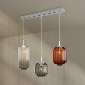 Pendellampa s.luce Velo 3-ljus, klarglas, vit takskena 120 cm, Ø 18/20/25 cm small 9