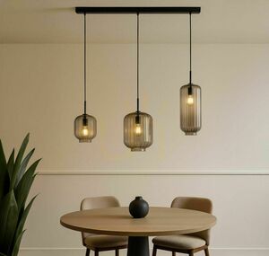 Pendellampa s.luce Velo 3-ljus, klarglas, vit takskena 120 cm, Ø 18/20/25 cm small 0