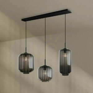 Pendel s.luce Velo 3×E27, klarglas Ø 18/20/25 cm, svart baldakin 120 cm small 2