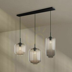 Pendel s.luce Velo 3×E27, klarglas Ø 18/20/25 cm, svart baldakin 120 cm small 3
