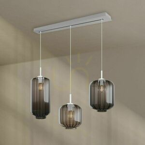 Pendel s.luce Velo 3×E27, klarglas Ø 18/20/25 cm, svart baldakin 120 cm small 6