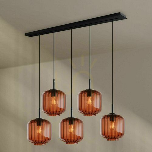 Kontrollera Ljuskrona s.luce Velo brun glas metall 5-ljus 20 cm modern minimalism
