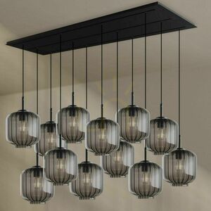 Pendellampa s.luce Velo 12 ljus 200 cm, rökfärgat glas Ø20 cm, vit takkopp small 1
