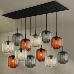 Pendellampa s.luce Velo 12 ljus 200 cm, rökfärgat glas Ø20 cm, vit takkopp small 4