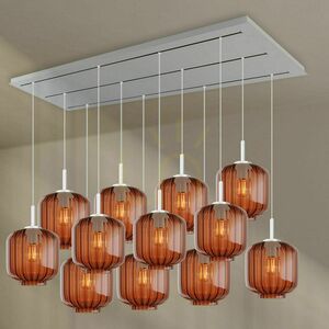 Pendellampa s.luce Velo 12 ljus 200 cm, rökfärgat glas Ø20 cm, vit takkopp small 5
