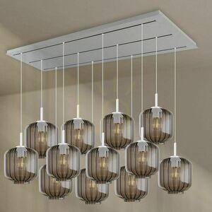 Pendellampa s.luce Velo 12 ljus 200 cm, rökfärgat glas Ø20 cm, vit takkopp small 7