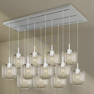 Pendellampa s.luce Velo 12 ljus 200 cm, rökfärgat glas Ø20 cm, vit takkopp small 8