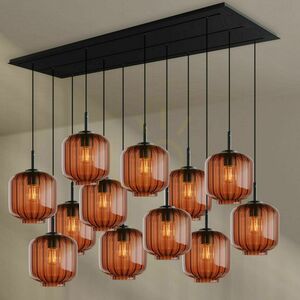 Pendellampa s.luce Velo 12 ljus 200 cm, rökfärgat glas Ø20 cm, vit takkopp small 0
