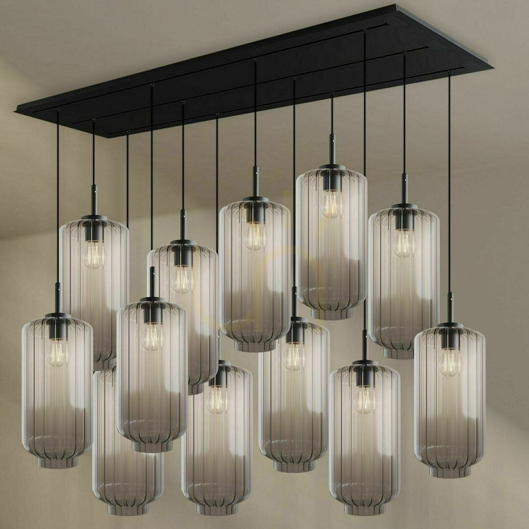 Display Ljuskrona s.luce Velo svart glas metall 12-armad Ø18 cm Ljuskrona s.luce Velo svart glas metall 12-armad Ø18 cm