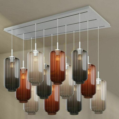 Kontrollera Ljuskrona s.luce Velo brun glas metall 12-armad Ø18 cm