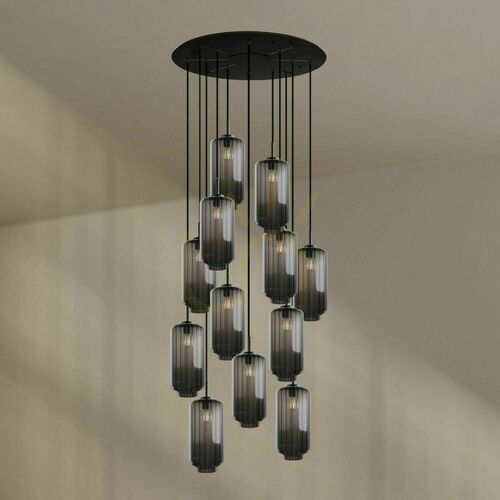 Kontrollera Ljuskrona s.luce Velo svart glas metall 12-ljus, Ø 80 cm