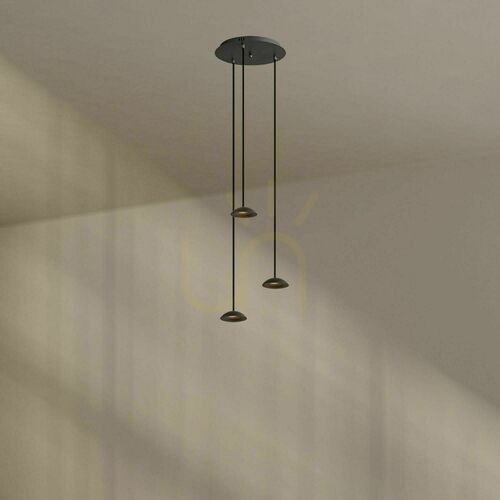 Kontrollera Ljuskrona s.luce Santa Air LED 3-ljus svart metall Ø40 cm