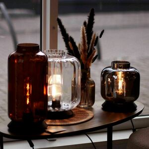 Bordslampa s.luce Velo i brun glas och metall, 36 cm, med strömbrytare small 1