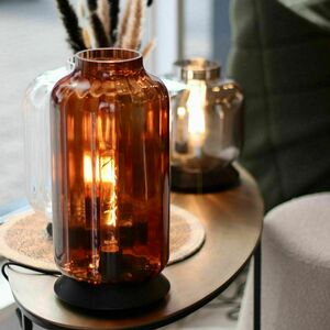 Bordslampa s.luce Velo i brun glas och metall, 36 cm, med strömbrytare small 2