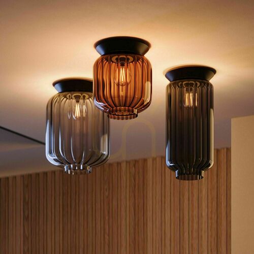 Kontrollera Plafond s.luce Velo svart glas E27 18 cm