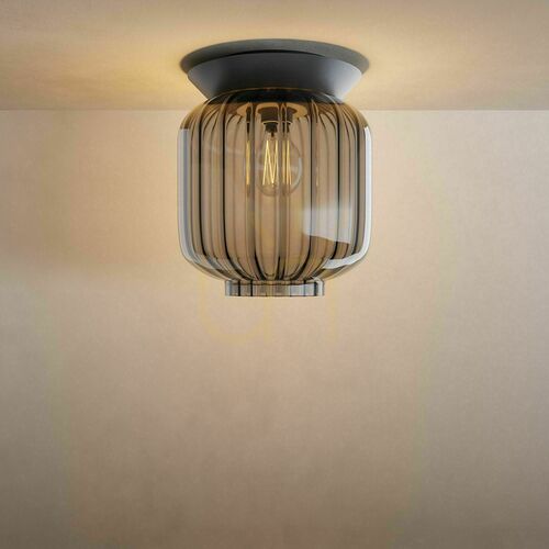 Kontrollera Plafond s.luce Velo svart glas E27 20 cm moderne