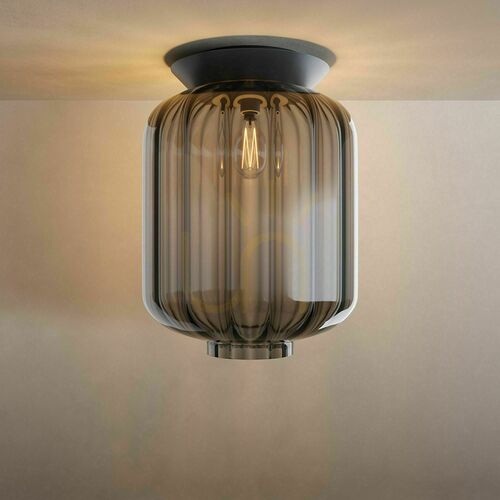 Kontrollera s.luce Velo 191190 plafond – rökfärgat glas, svart fäste, E27, Ø25 cm
