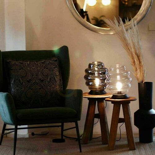 Kontrollera Bordslampa s.luce Echos glas transparent E27 oval 31 cm