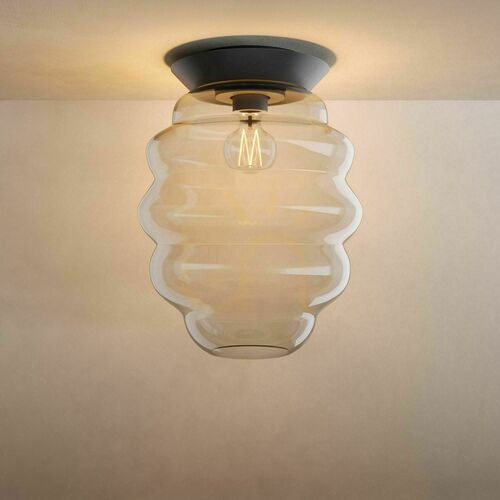Kontrollera s.luce Echos taklampa i klart glas, svart, E27, Ø 25 cm
