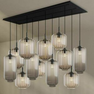 Ljuskrona s.luce Velo svart glas metall 12-armad E27 matsal small 4