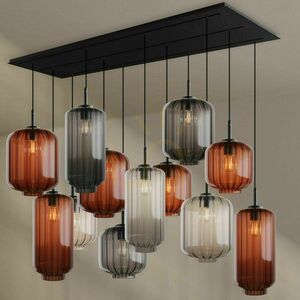 Ljuskrona s.luce Velo svart glas metall 12-armad E27 matsal small 5