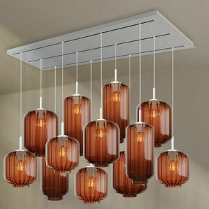 Ljuskrona s.luce Velo svart glas metall 12-armad E27 matsal small 7
