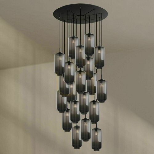 Kontrollera Ljuskrona s.luce Velo svart glas metall 20 ljuspunkter E27 18 cm