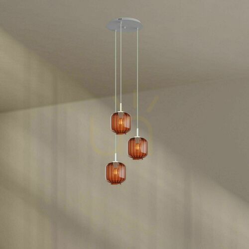 Kontrollera Ljuskrona s.luce Velo 3-armad brun glas metall Ø40 cm