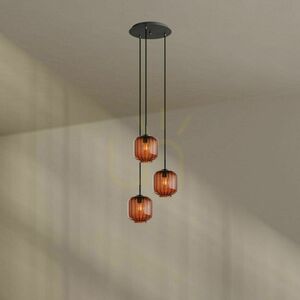 Ljuskrona s.luce Velo vit glas metall 3-armad Ø40 cm small 1