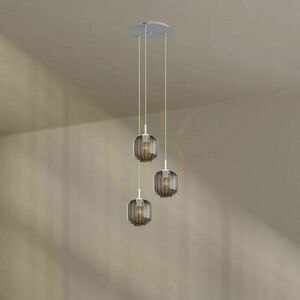 Ljuskrona s.luce Velo vit glas metall 3-armad Ø40 cm small 6